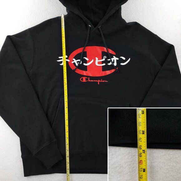 Champion Reverse Weave Hoodie Japanese Embroidered Sweatshirt Katakana Men Large - Picture 7 of 14